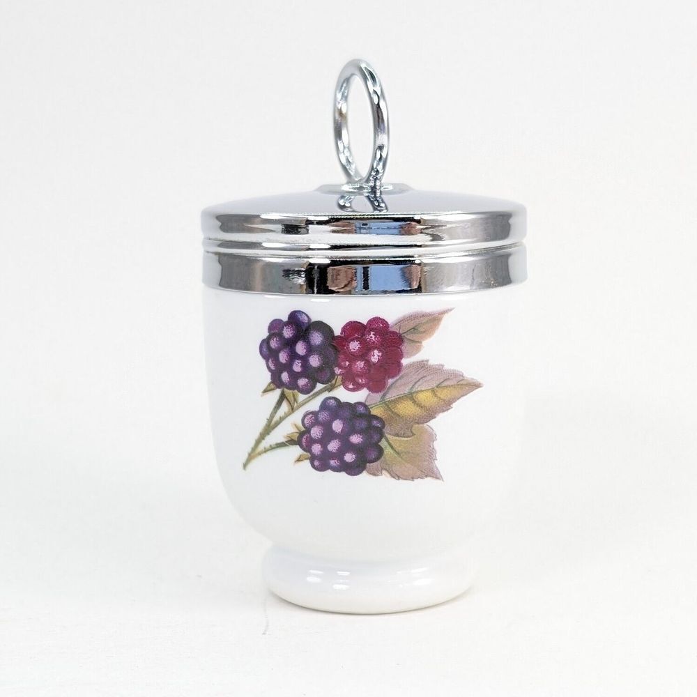 Vintage Royal Worcester Porcelain Egg Coddler‎ Evesham Fruit Berry Large
